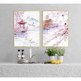 Painting by Numbers China Cherry Blossom Pagoda Landscape